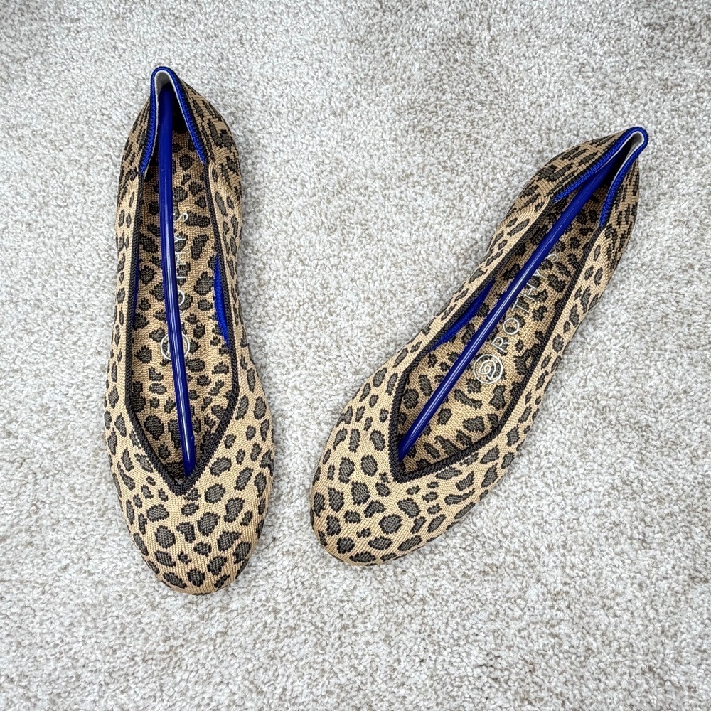 NEW Rothy’s The Round Toe Flats Shoes Cheetah 7